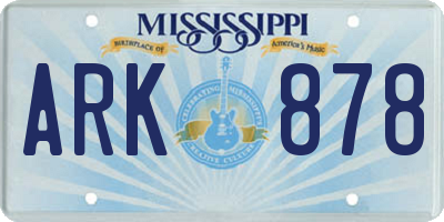 MS license plate ARK878