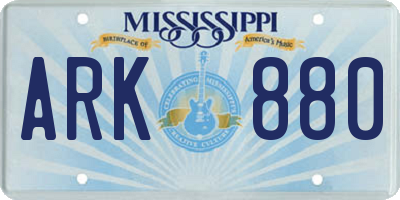 MS license plate ARK880