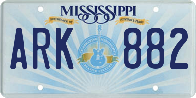 MS license plate ARK882