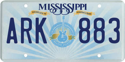 MS license plate ARK883
