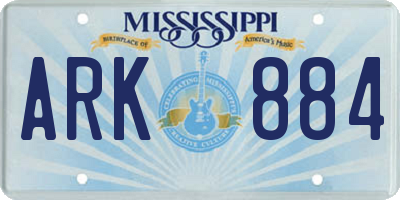 MS license plate ARK884