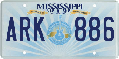 MS license plate ARK886