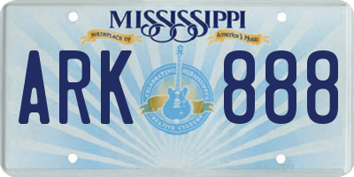MS license plate ARK888