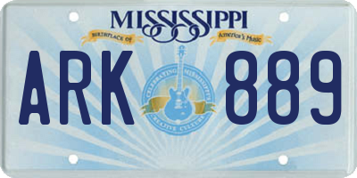 MS license plate ARK889