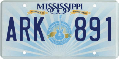 MS license plate ARK891