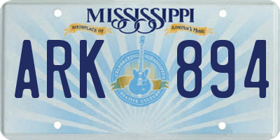 MS license plate ARK894
