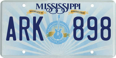 MS license plate ARK898