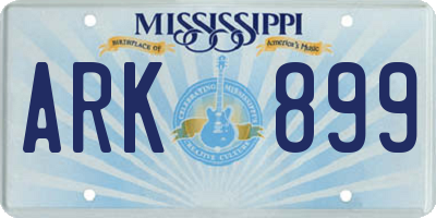 MS license plate ARK899