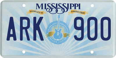 MS license plate ARK900