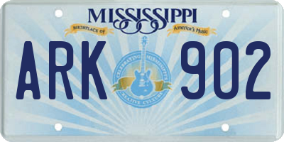 MS license plate ARK902
