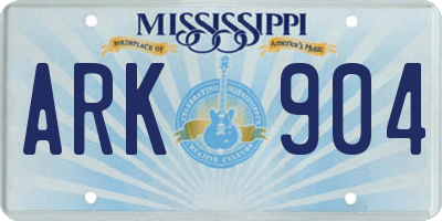 MS license plate ARK904