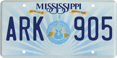 MS license plate ARK905