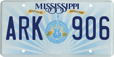 MS license plate ARK906