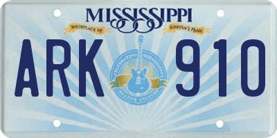 MS license plate ARK910