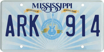 MS license plate ARK914