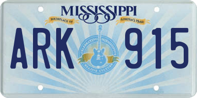 MS license plate ARK915