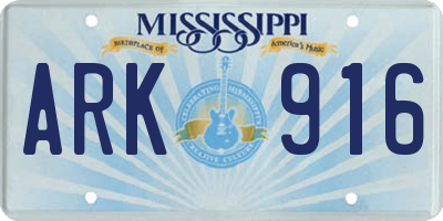 MS license plate ARK916