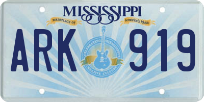 MS license plate ARK919