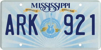 MS license plate ARK921
