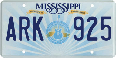 MS license plate ARK925