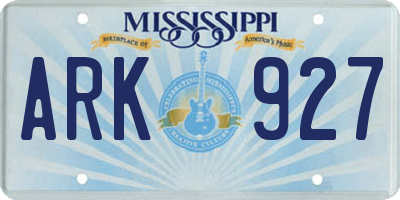 MS license plate ARK927