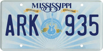 MS license plate ARK935