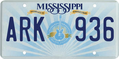 MS license plate ARK936