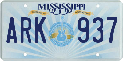 MS license plate ARK937