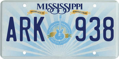 MS license plate ARK938