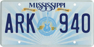 MS license plate ARK940