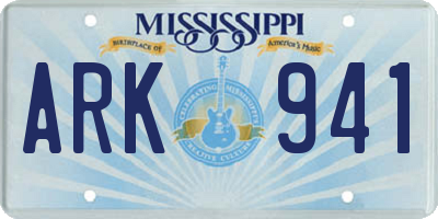 MS license plate ARK941