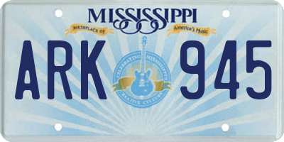 MS license plate ARK945