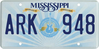 MS license plate ARK948