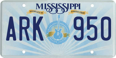 MS license plate ARK950