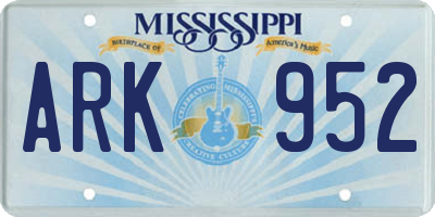 MS license plate ARK952