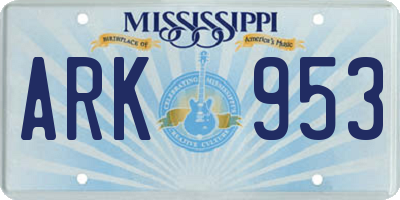 MS license plate ARK953