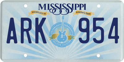 MS license plate ARK954