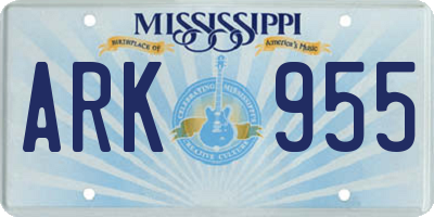 MS license plate ARK955