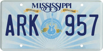 MS license plate ARK957