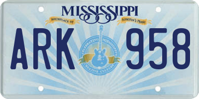 MS license plate ARK958