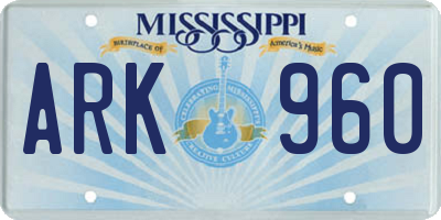 MS license plate ARK960