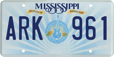 MS license plate ARK961