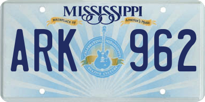 MS license plate ARK962