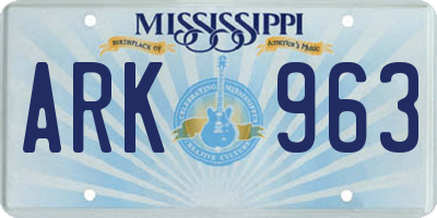 MS license plate ARK963