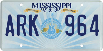 MS license plate ARK964