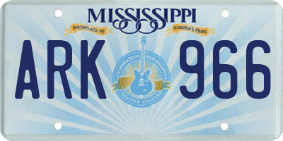 MS license plate ARK966