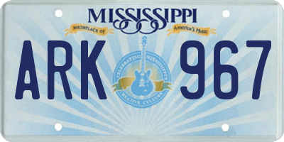 MS license plate ARK967