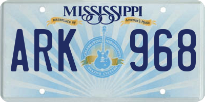 MS license plate ARK968