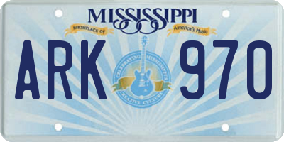 MS license plate ARK970