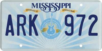 MS license plate ARK972